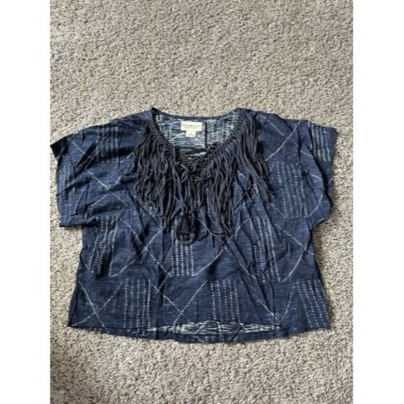 Lauren Ralph Lauren Tops - Demin & Supply Ralph Lauren Fringe Lace up V neck Top Boho Hippie Size Small